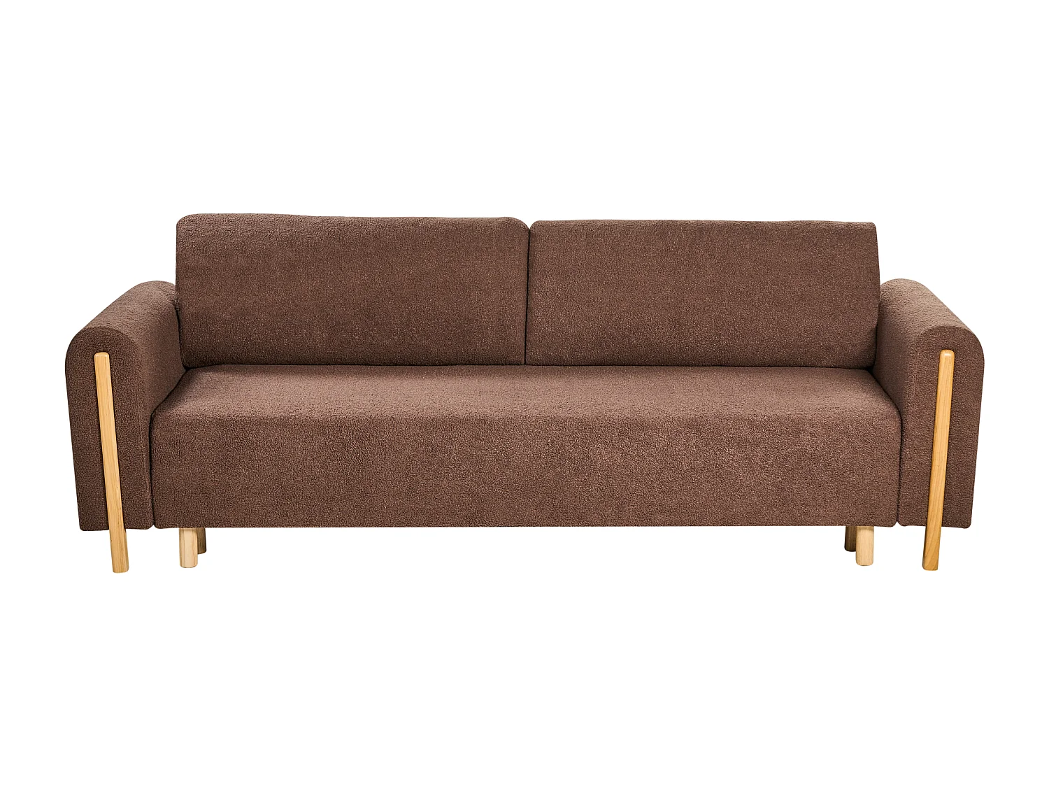 Sofa Bed 3 Seater KVAM Boucle Brown with Storage