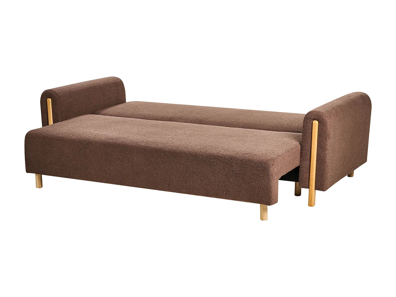 Sofa Bed 3 Seater KVAM Boucle Brown with Storage