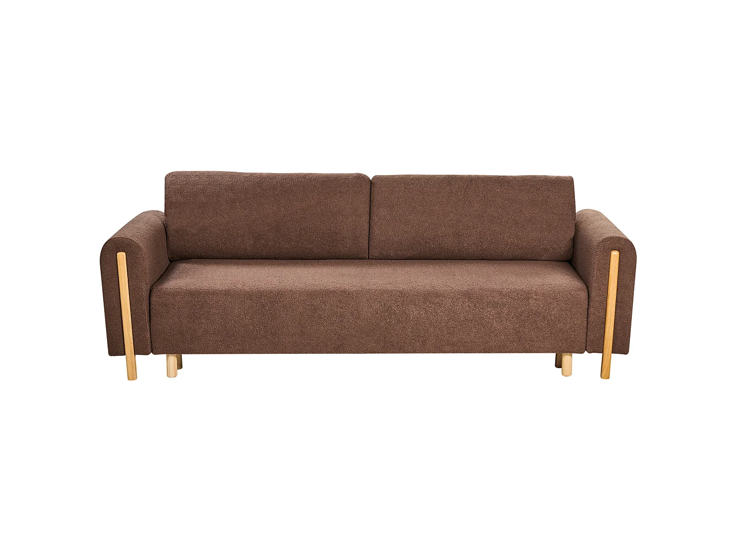 Sofa Bed 3 Seater KVAM Boucle Brown with Storage