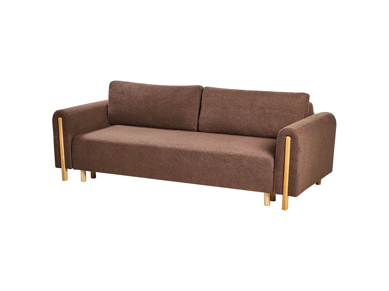 Sofa Bed 3 Seater KVAM Boucle Brown with Storage