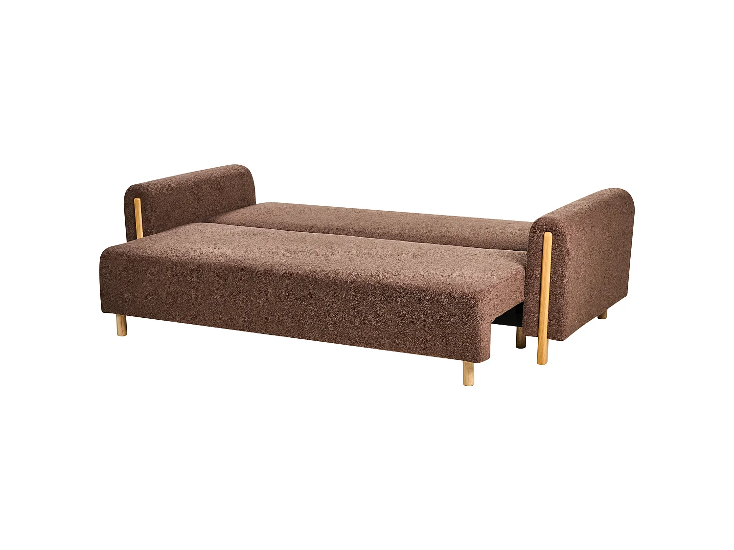 Sofa Bed 3 Seater KVAM Boucle Brown with Storage