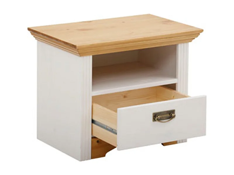 NACHTKONSOLE Konrad weiß / honigfarben 56 / 39 / 45cm