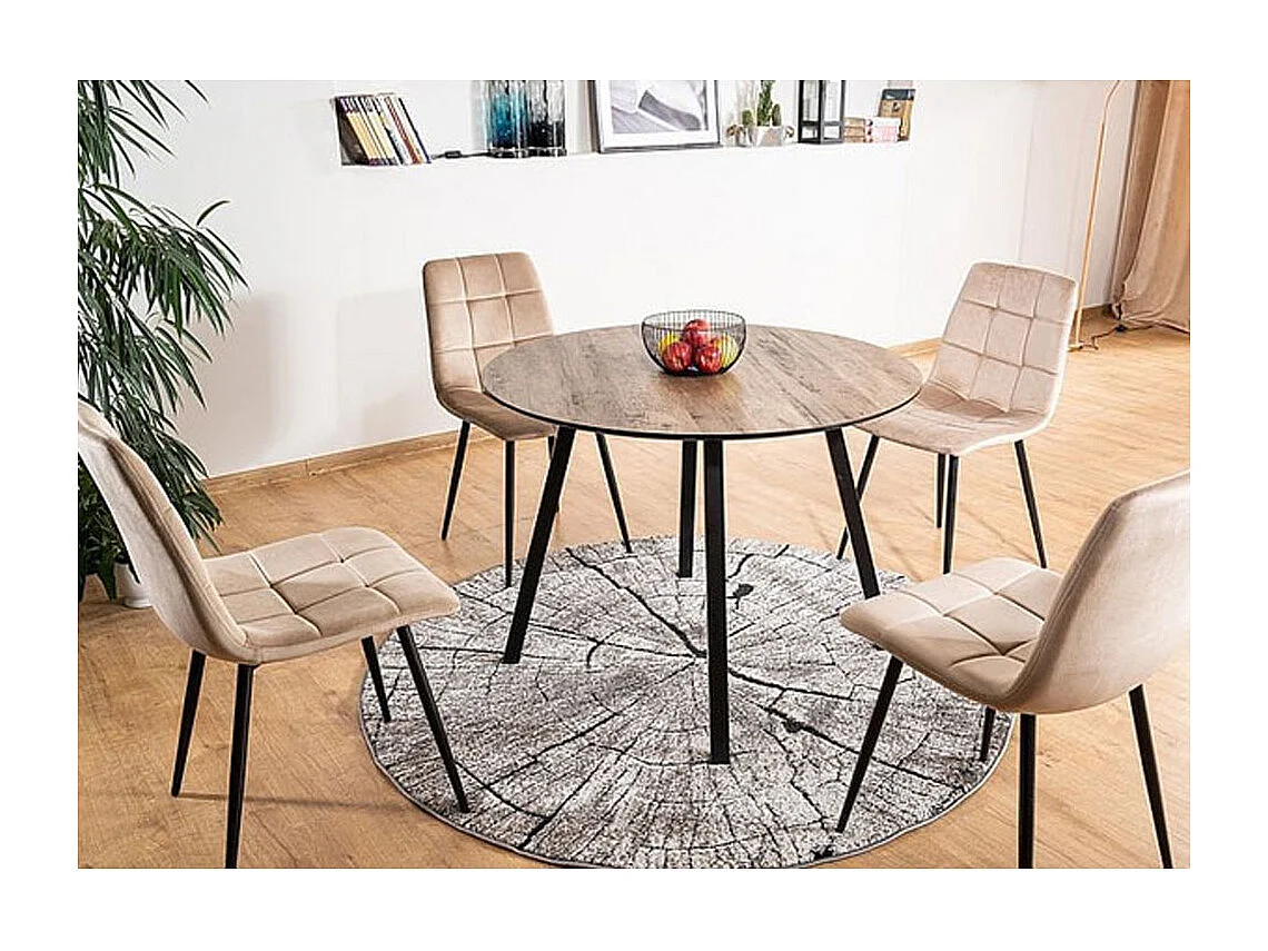 ESSTISCH Oakland Nussbaum / schwarz 100 / 100 / 75cm