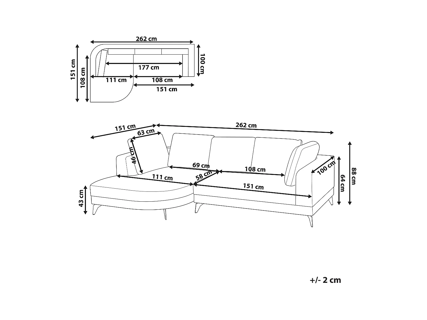 Canapé d'Angle Droit Moderne Revêtement Lin Synthétique Hydrofuge Pieds en Fer Noir avec Coussins Gris Marum
