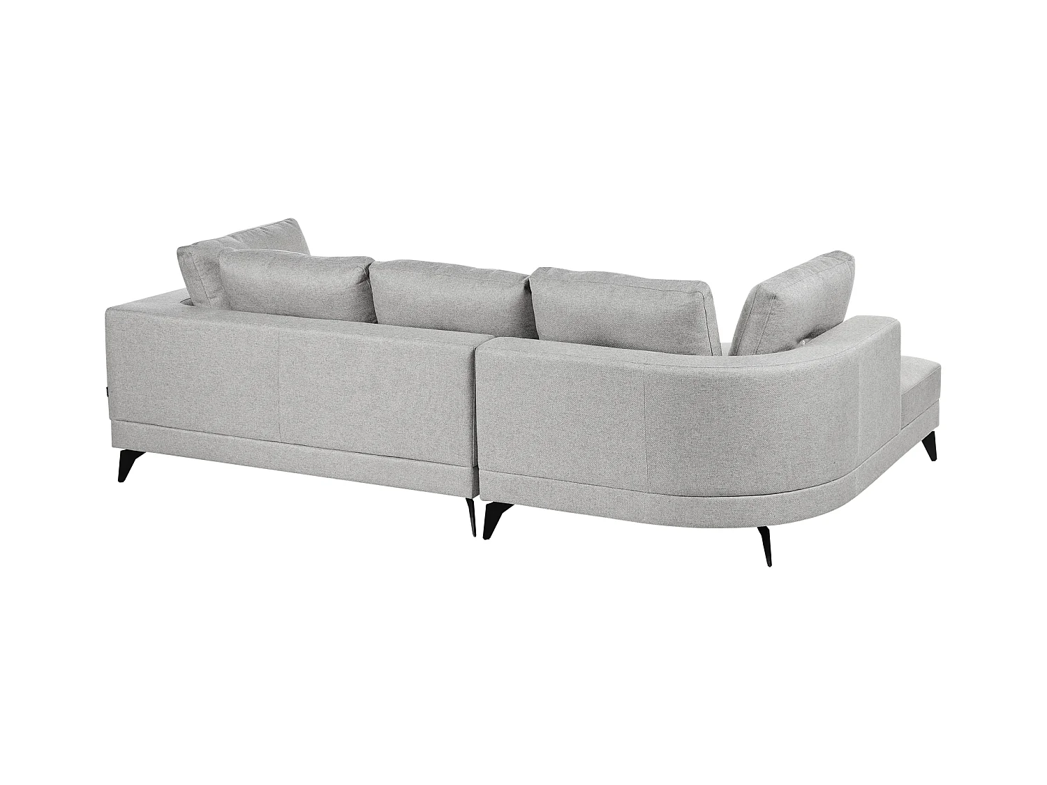 Canapé d'Angle Droit Moderne Revêtement Lin Synthétique Hydrofuge Pieds en Fer Noir avec Coussins Gris Marum