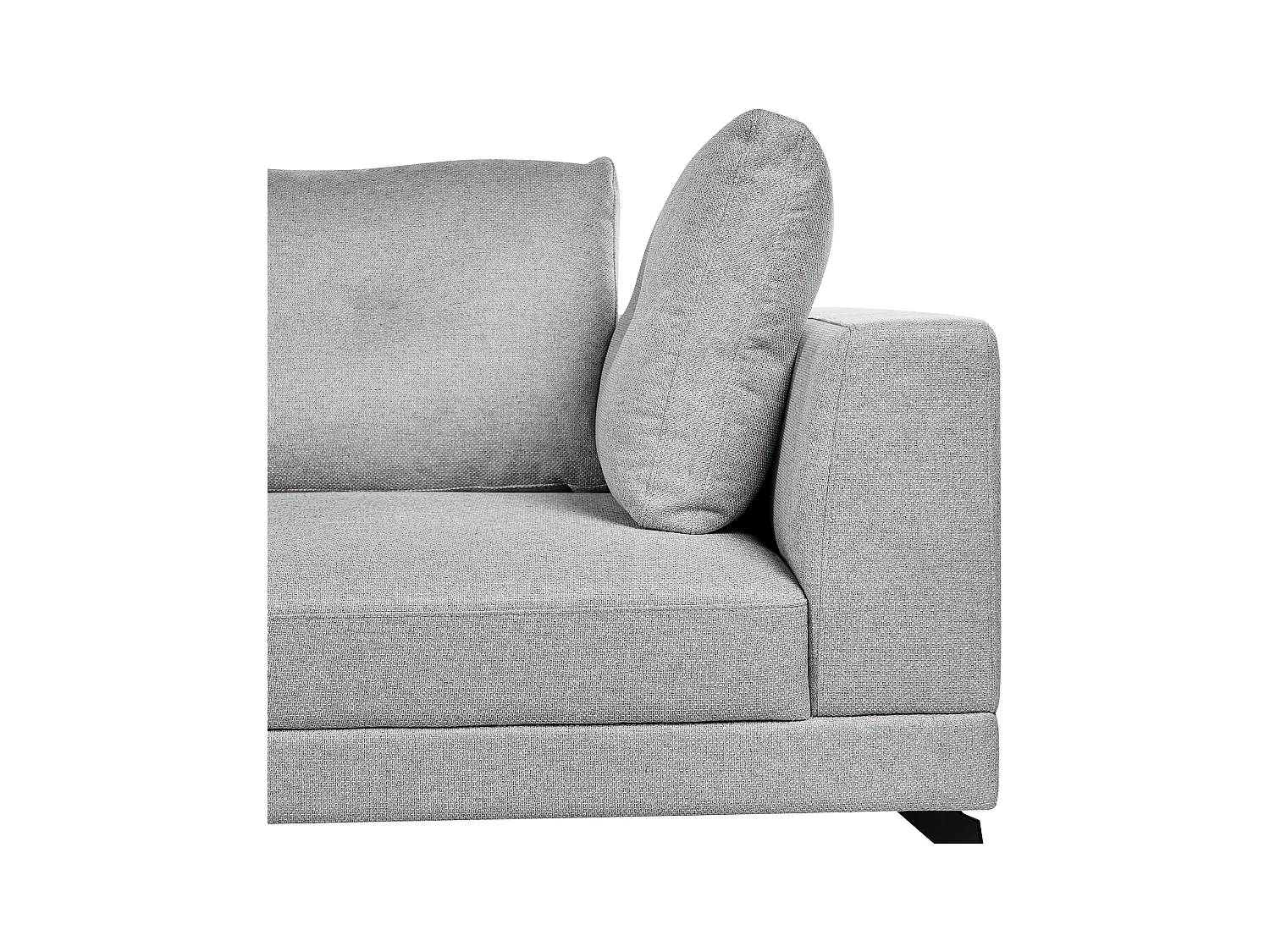 Canapé d'Angle Droit Moderne Revêtement Lin Synthétique Hydrofuge Pieds en Fer Noir avec Coussins Gris Marum