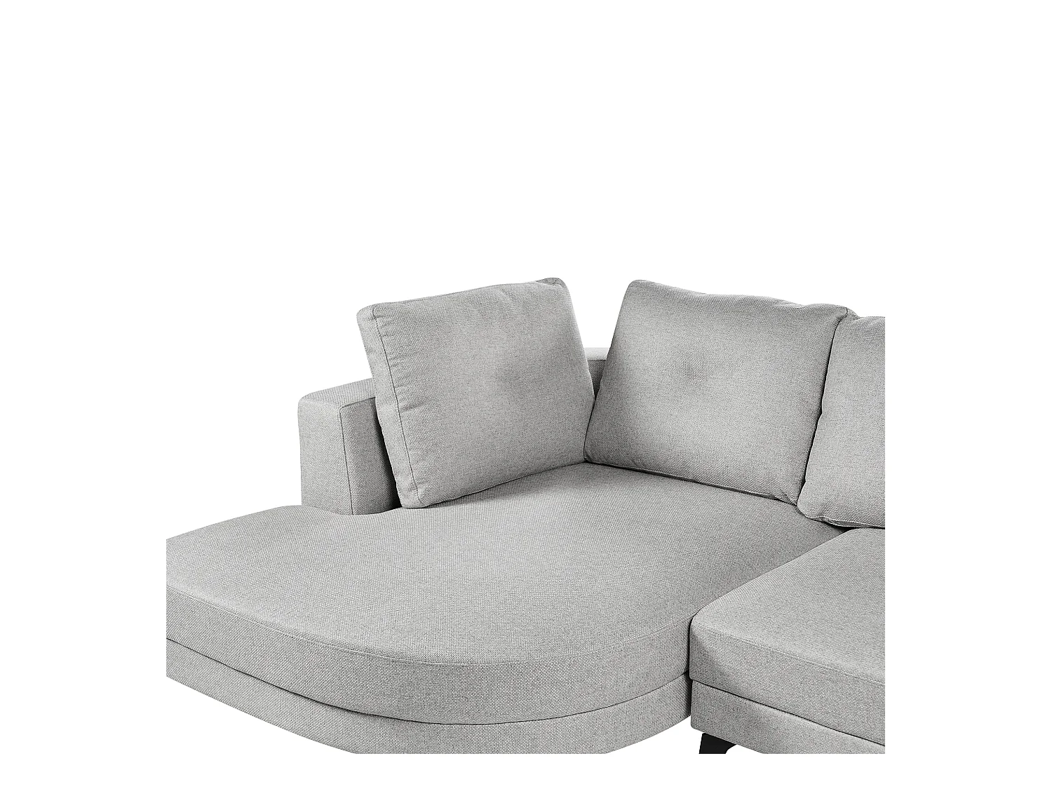 Canapé d'Angle Droit Moderne Revêtement Lin Synthétique Hydrofuge Pieds en Fer Noir avec Coussins Gris Marum