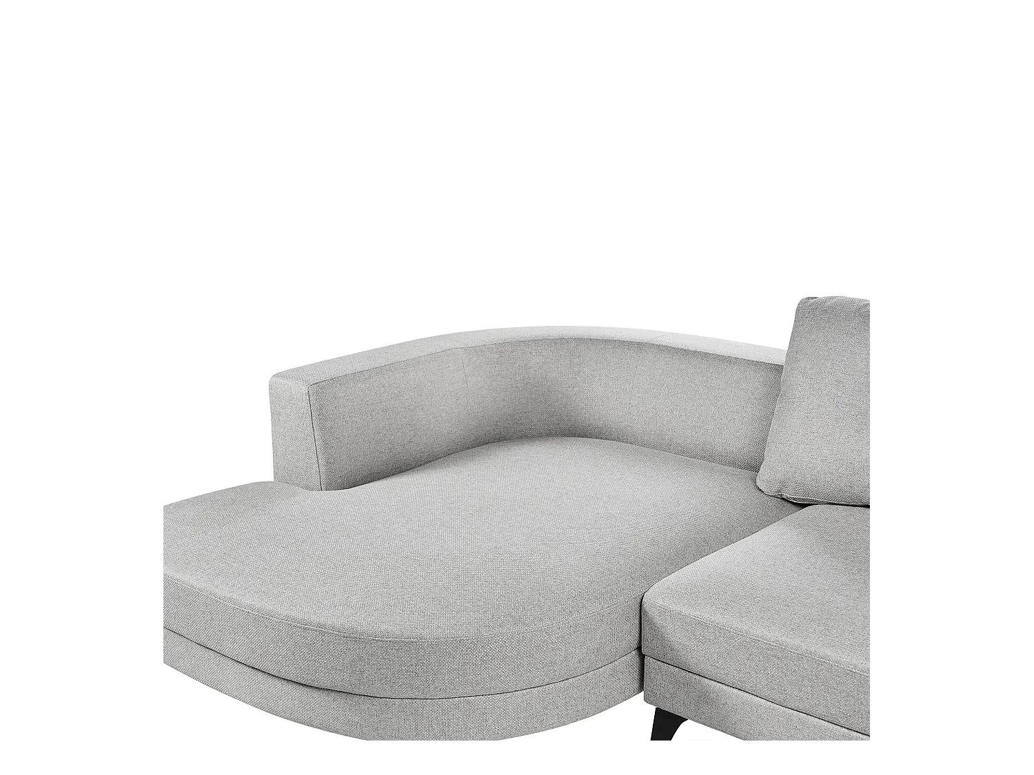 Canapé d'Angle Droit Moderne Revêtement Lin Synthétique Hydrofuge Pieds en Fer Noir avec Coussins Gris Marum