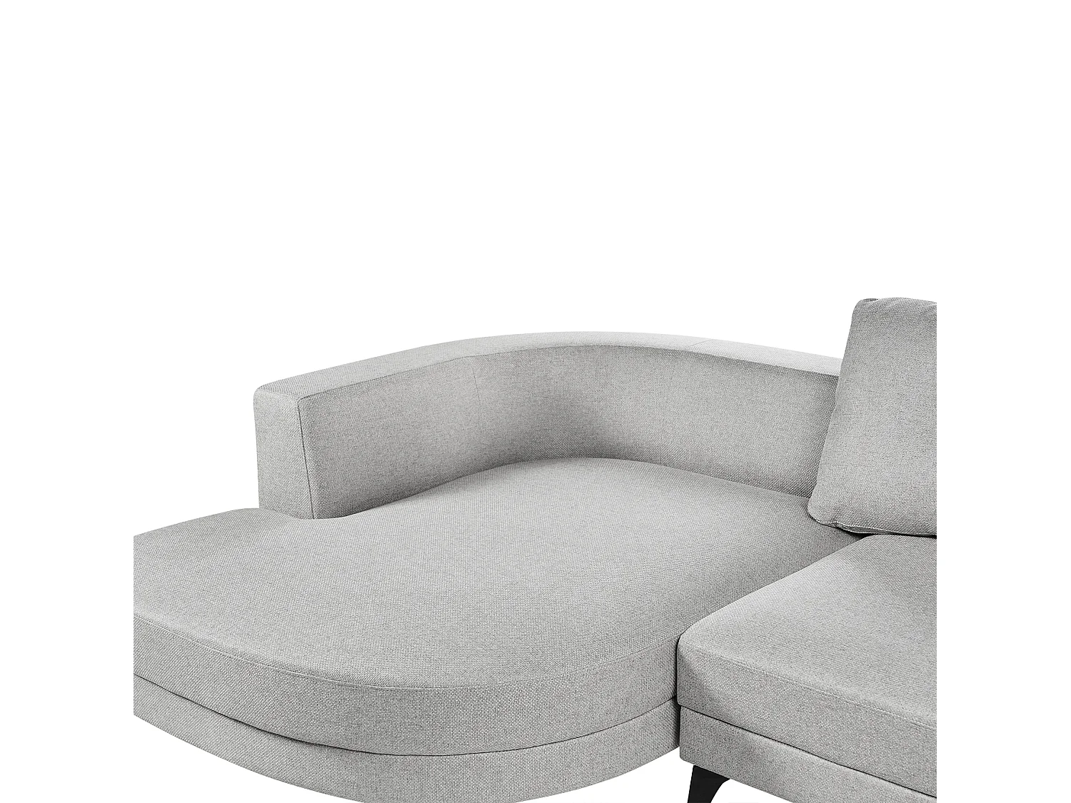 Canapé d'Angle Droit Moderne Revêtement Lin Synthétique Hydrofuge Pieds en Fer Noir avec Coussins Gris Marum