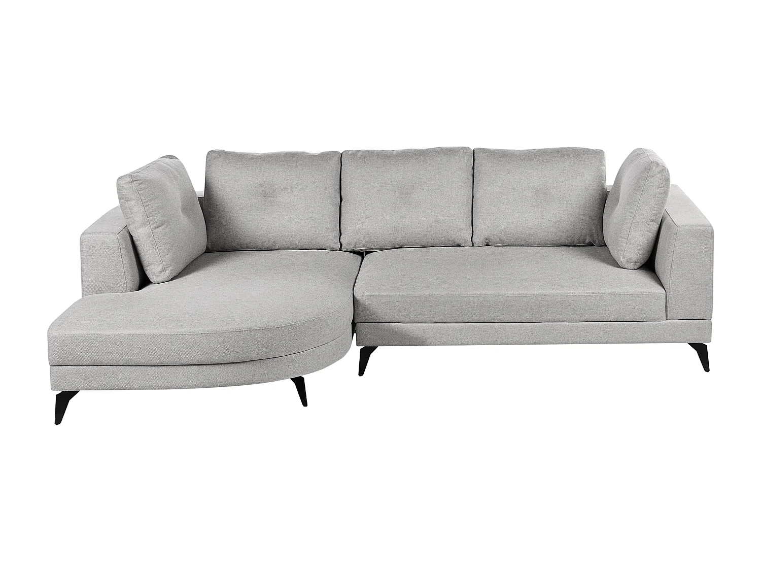 Canapé d'Angle Droit Moderne Revêtement Lin Synthétique Hydrofuge Pieds en Fer Noir avec Coussins Gris Marum