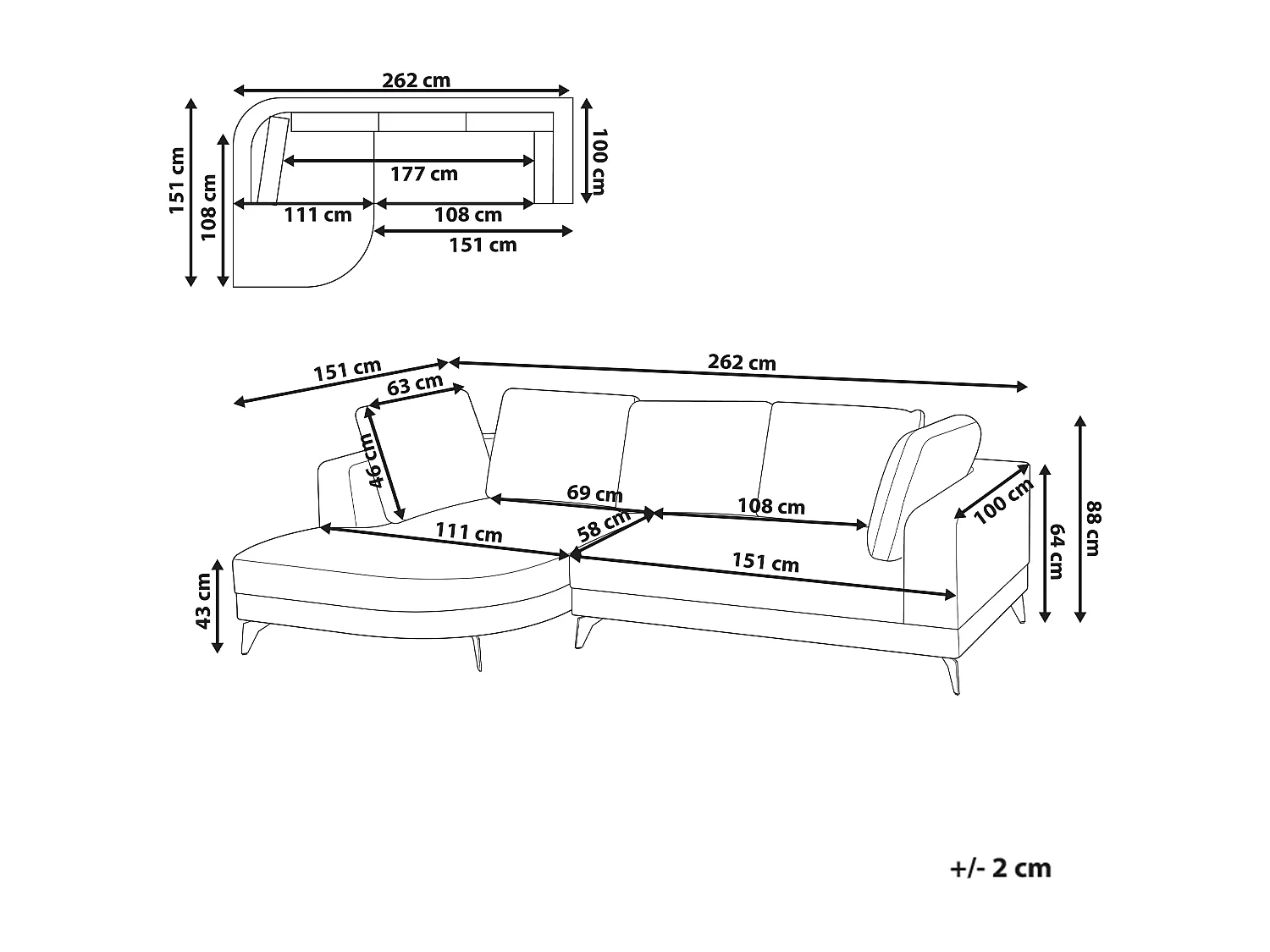 Canapé d'Angle Droit Moderne Revêtement Lin Synthétique Hydrofuge Pieds en Fer Noir avec Coussins Gris Marum