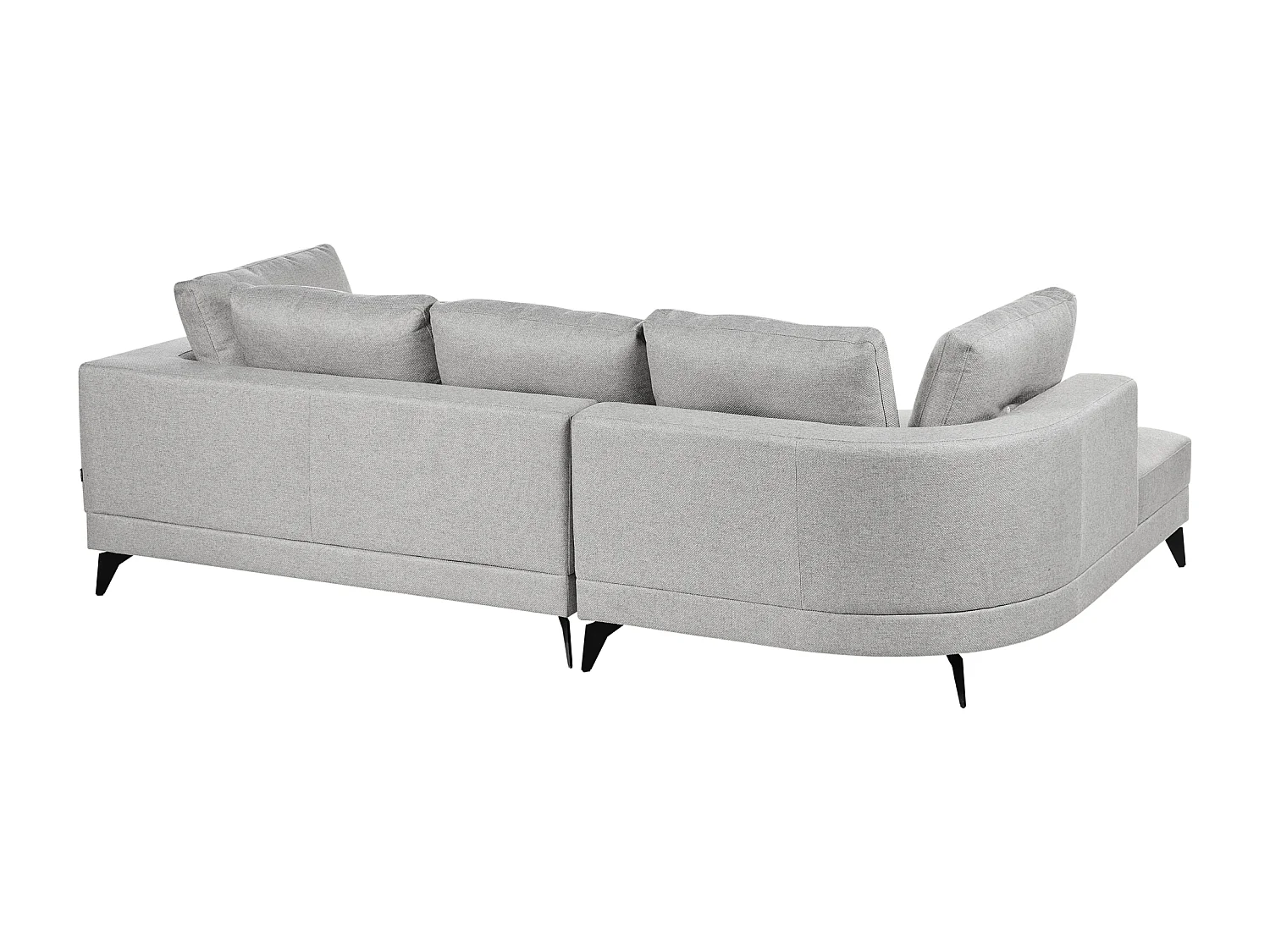 Canapé d'Angle Droit Moderne Revêtement Lin Synthétique Hydrofuge Pieds en Fer Noir avec Coussins Gris Marum