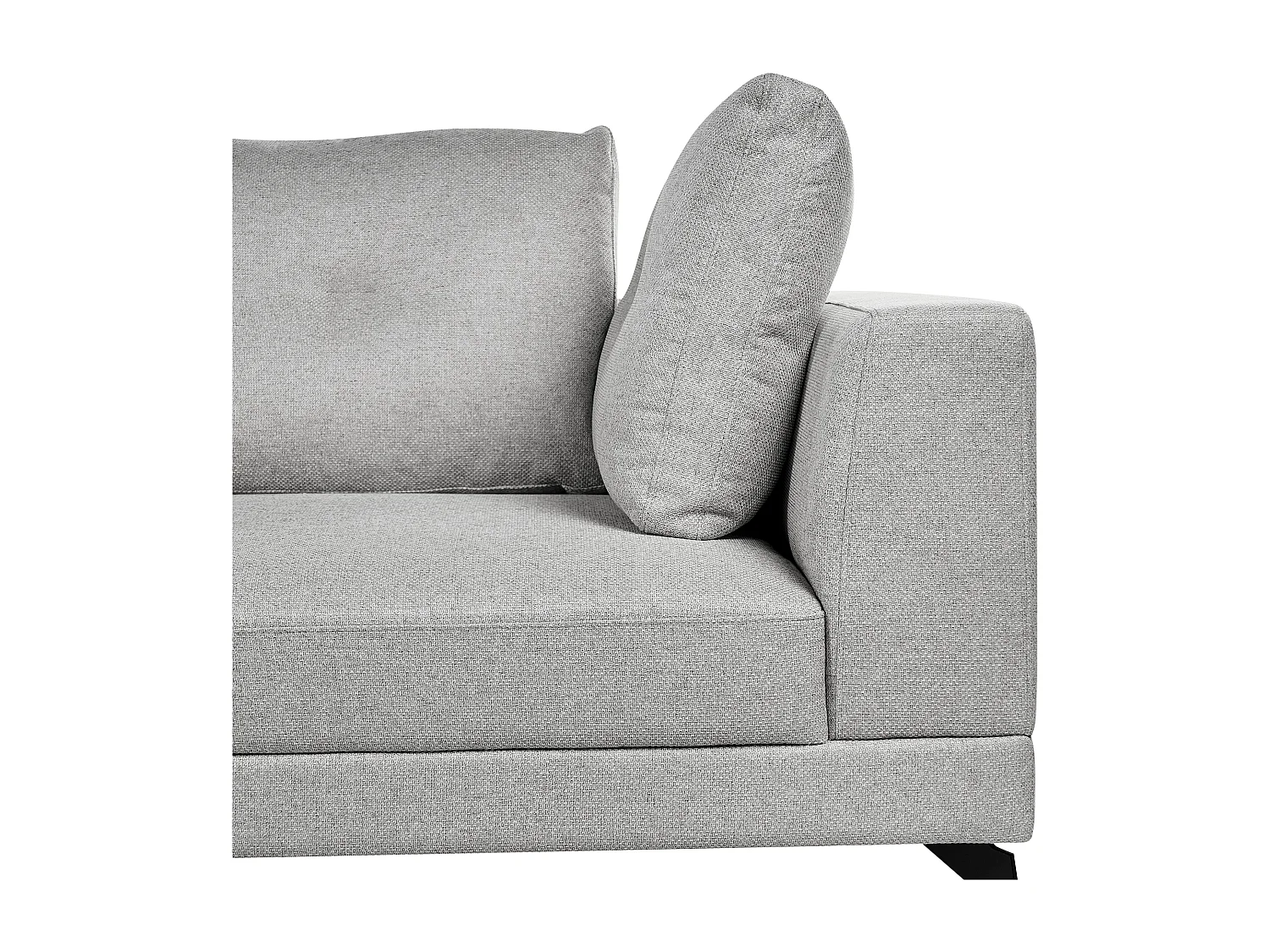 Canapé d'Angle Droit Moderne Revêtement Lin Synthétique Hydrofuge Pieds en Fer Noir avec Coussins Gris Marum