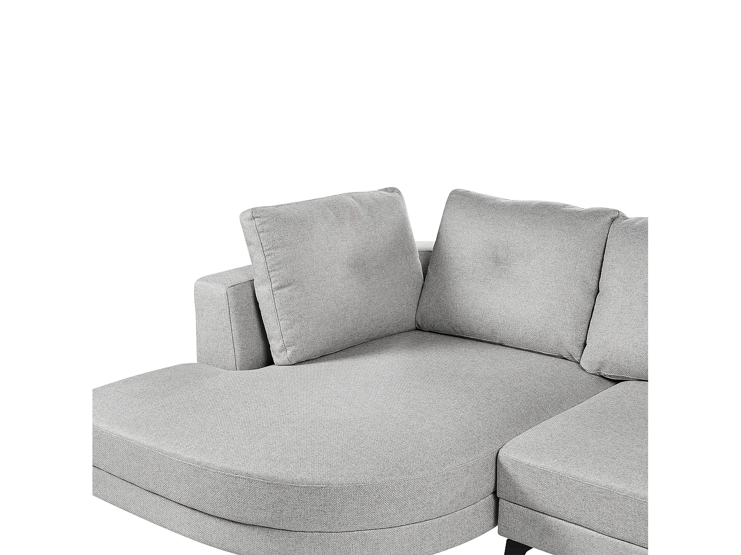 Canapé d'Angle Droit Moderne Revêtement Lin Synthétique Hydrofuge Pieds en Fer Noir avec Coussins Gris Marum