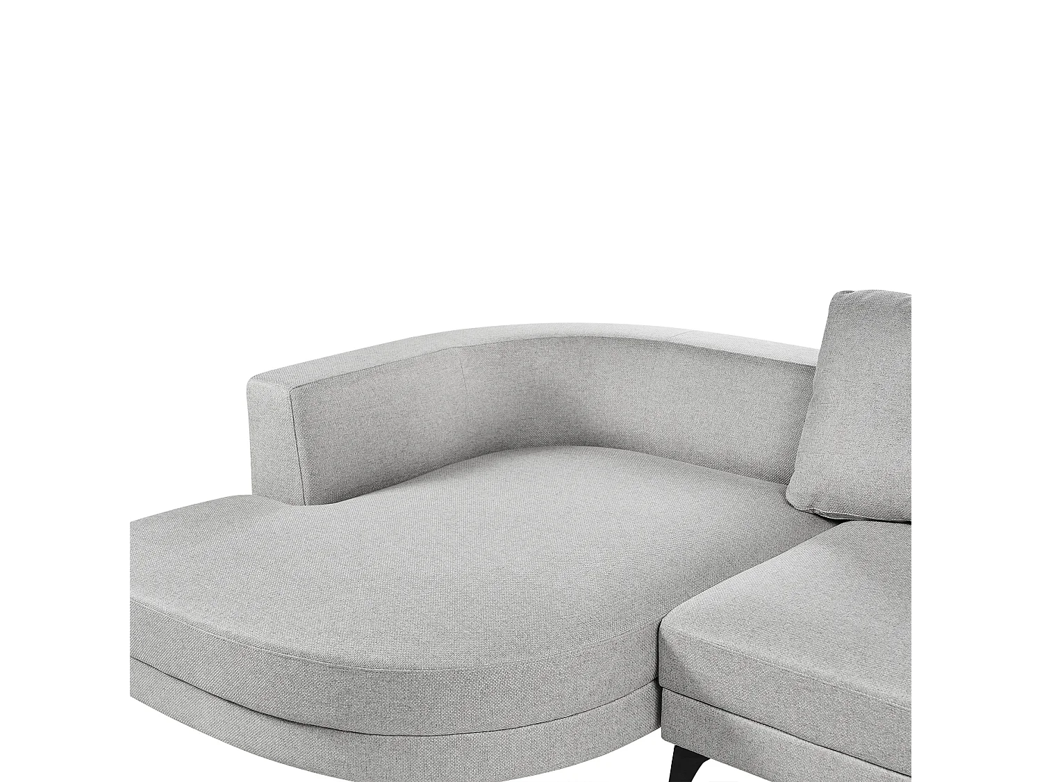 Canapé d'Angle Droit Moderne Revêtement Lin Synthétique Hydrofuge Pieds en Fer Noir avec Coussins Gris Marum