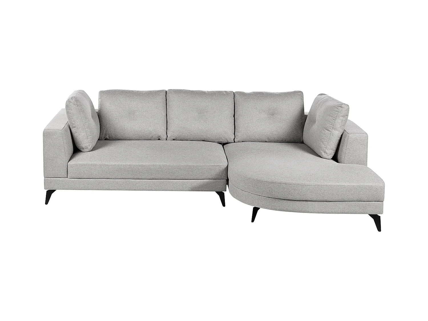 Canapé d'Angle droite Moderne Revêtement Lin Synthétique Hydrofuge Pieds en Fer Noir avec Coussins Gris Marum