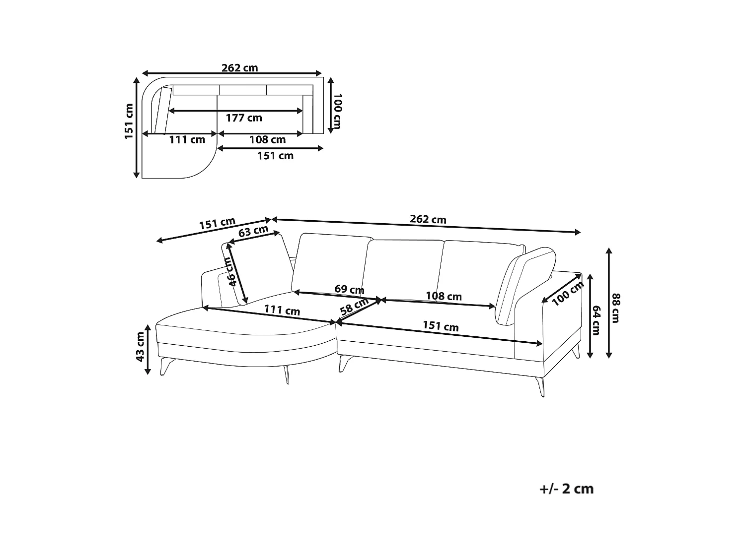 Canapé d'Angle droite Moderne Revêtement Lin Synthétique Hydrofuge Pieds en Fer Noir avec Coussins Gris Marum
