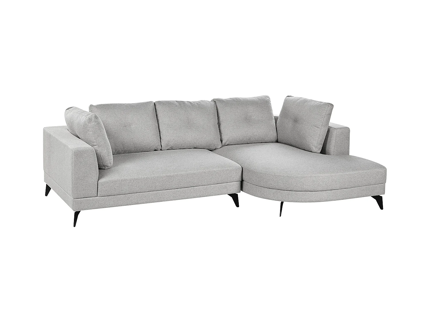 Canapé d'Angle droite Moderne Revêtement Lin Synthétique Hydrofuge Pieds en Fer Noir avec Coussins Gris Marum