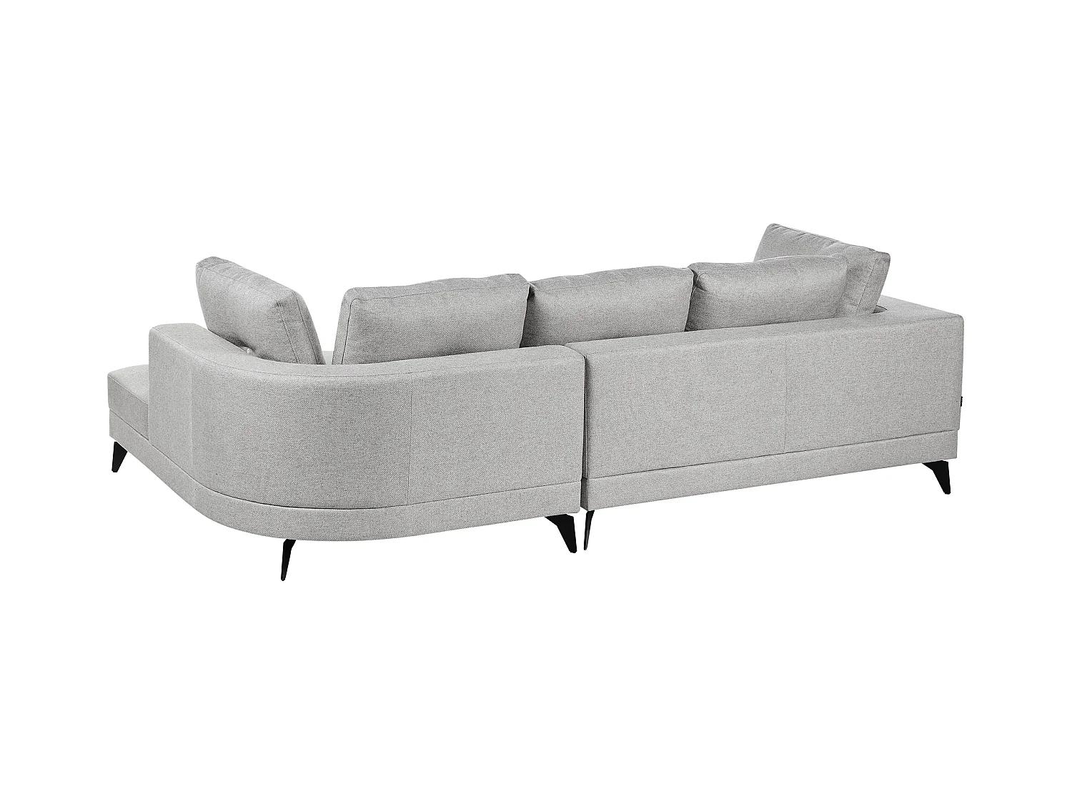 Canapé d'Angle droite Moderne Revêtement Lin Synthétique Hydrofuge Pieds en Fer Noir avec Coussins Gris Marum