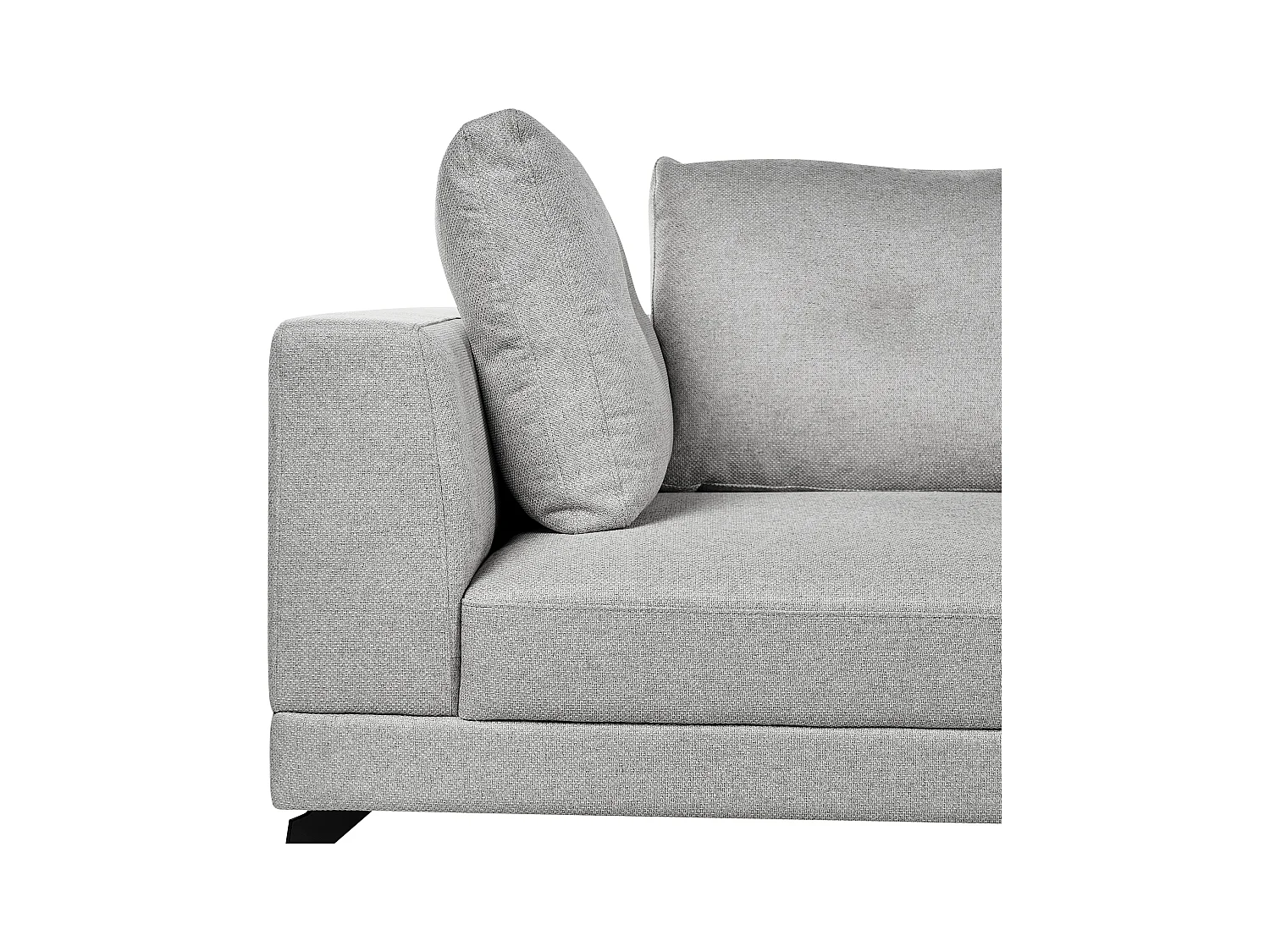 Canapé d'Angle droite Moderne Revêtement Lin Synthétique Hydrofuge Pieds en Fer Noir avec Coussins Gris Marum