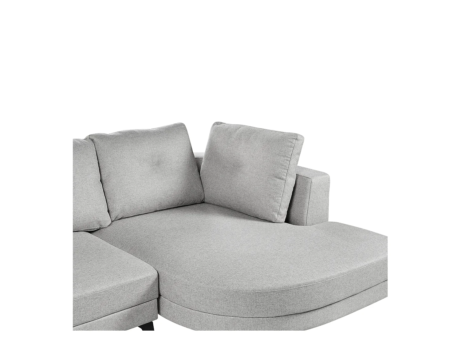 Canapé d'Angle droite Moderne Revêtement Lin Synthétique Hydrofuge Pieds en Fer Noir avec Coussins Gris Marum