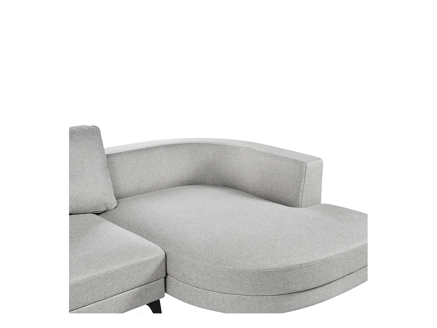 Canapé d'Angle droite Moderne Revêtement Lin Synthétique Hydrofuge Pieds en Fer Noir avec Coussins Gris Marum