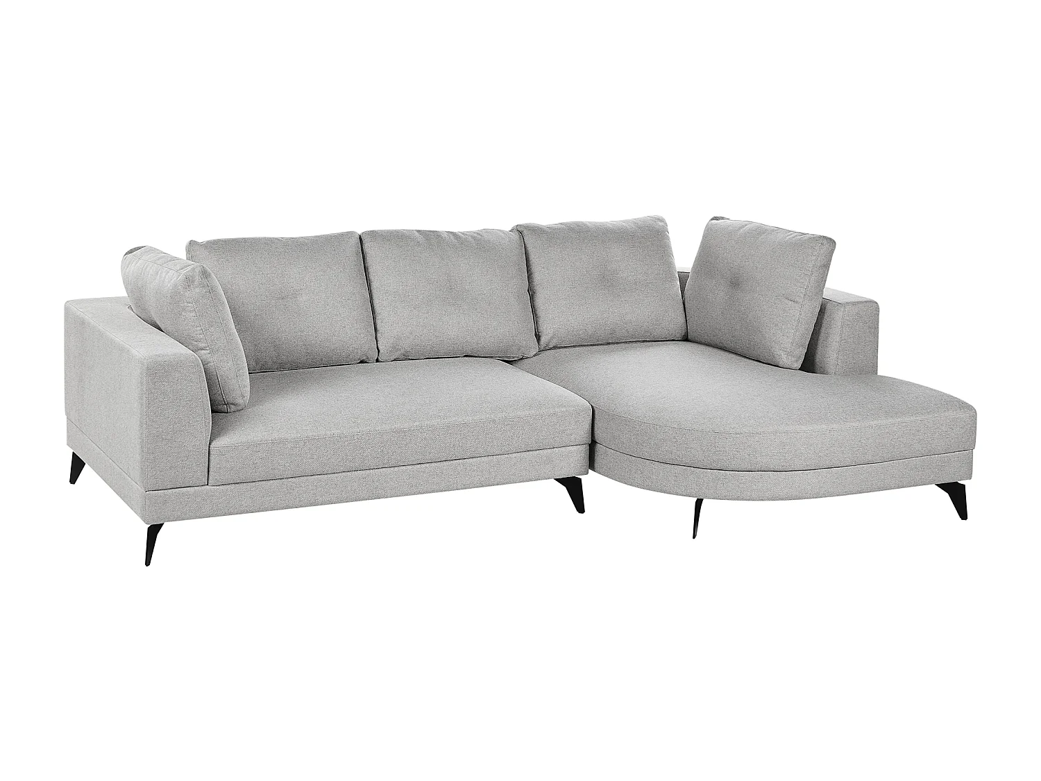 Canapé d'Angle droite Moderne Revêtement Lin Synthétique Hydrofuge Pieds en Fer Noir avec Coussins Gris Marum