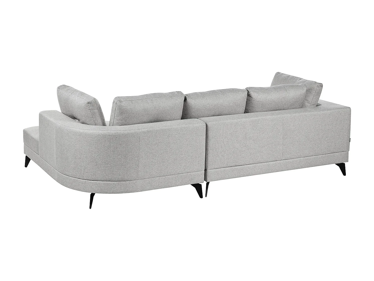 Canapé d'Angle droite Moderne Revêtement Lin Synthétique Hydrofuge Pieds en Fer Noir avec Coussins Gris Marum