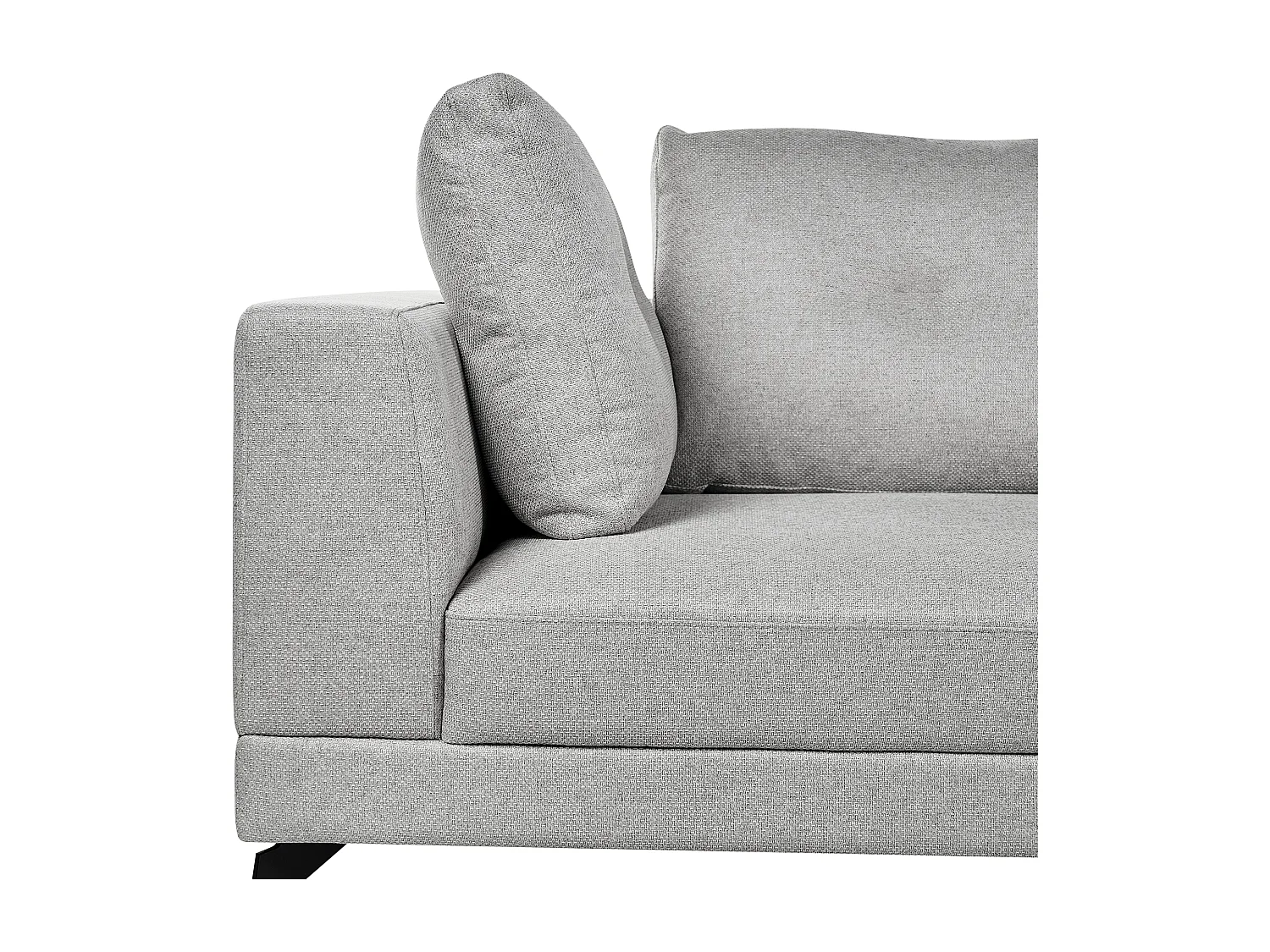 Canapé d'Angle droite Moderne Revêtement Lin Synthétique Hydrofuge Pieds en Fer Noir avec Coussins Gris Marum