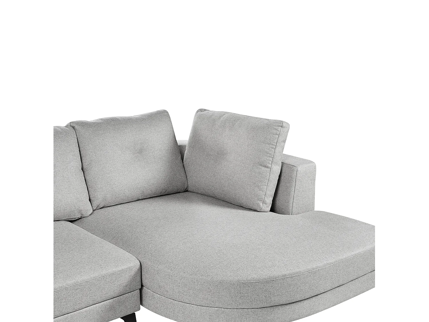 Canapé d'Angle droite Moderne Revêtement Lin Synthétique Hydrofuge Pieds en Fer Noir avec Coussins Gris Marum