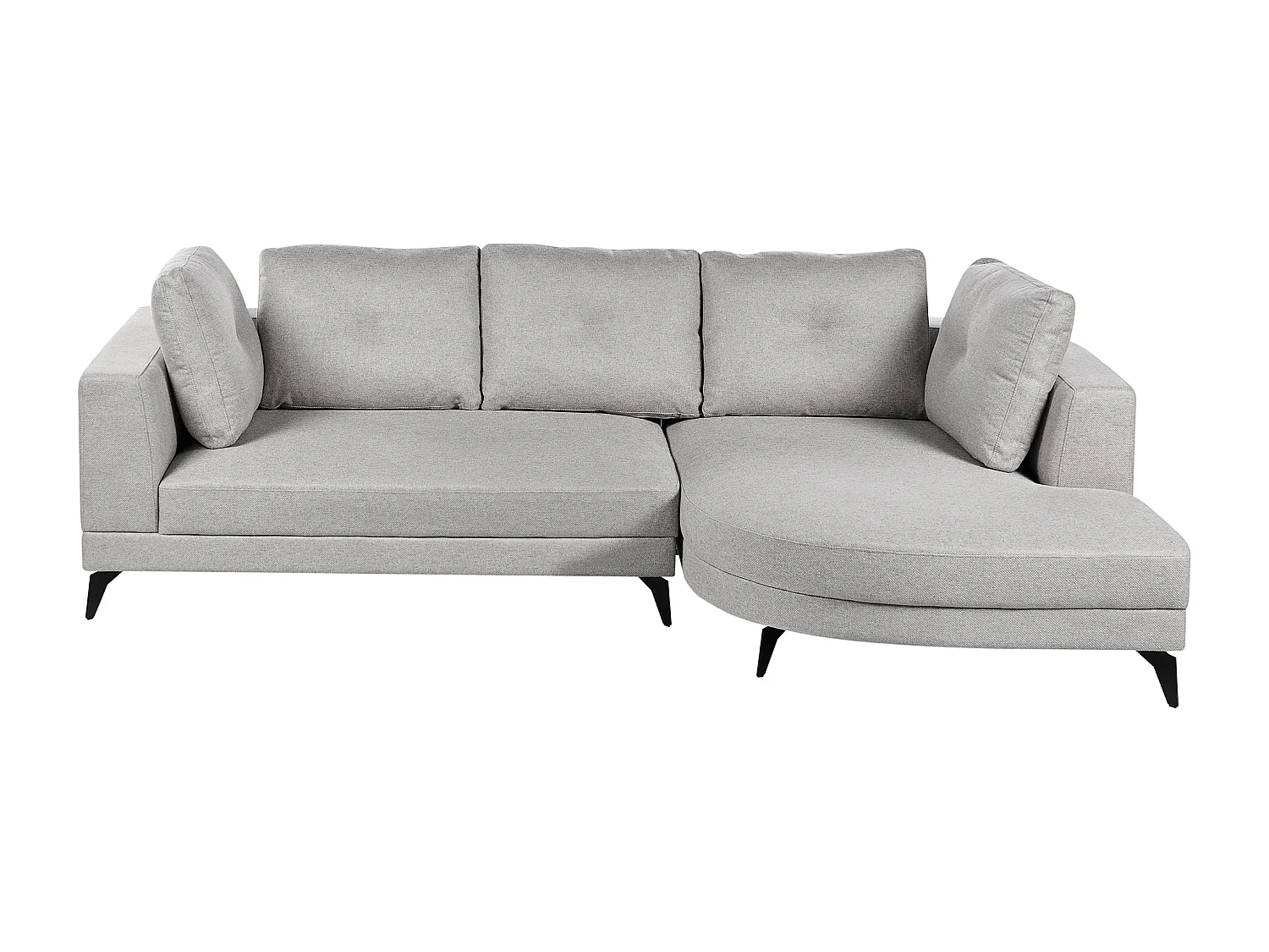 Canapé d'Angle Gauche Moderne Revêtement Lin Synthétique Hydrofuge Pieds en Fer Noir avec Coussins Gris Marum