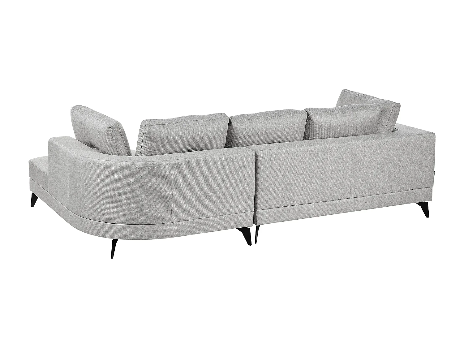 Canapé d'Angle Gauche Moderne Revêtement Lin Synthétique Hydrofuge Pieds en Fer Noir avec Coussins Gris Marum