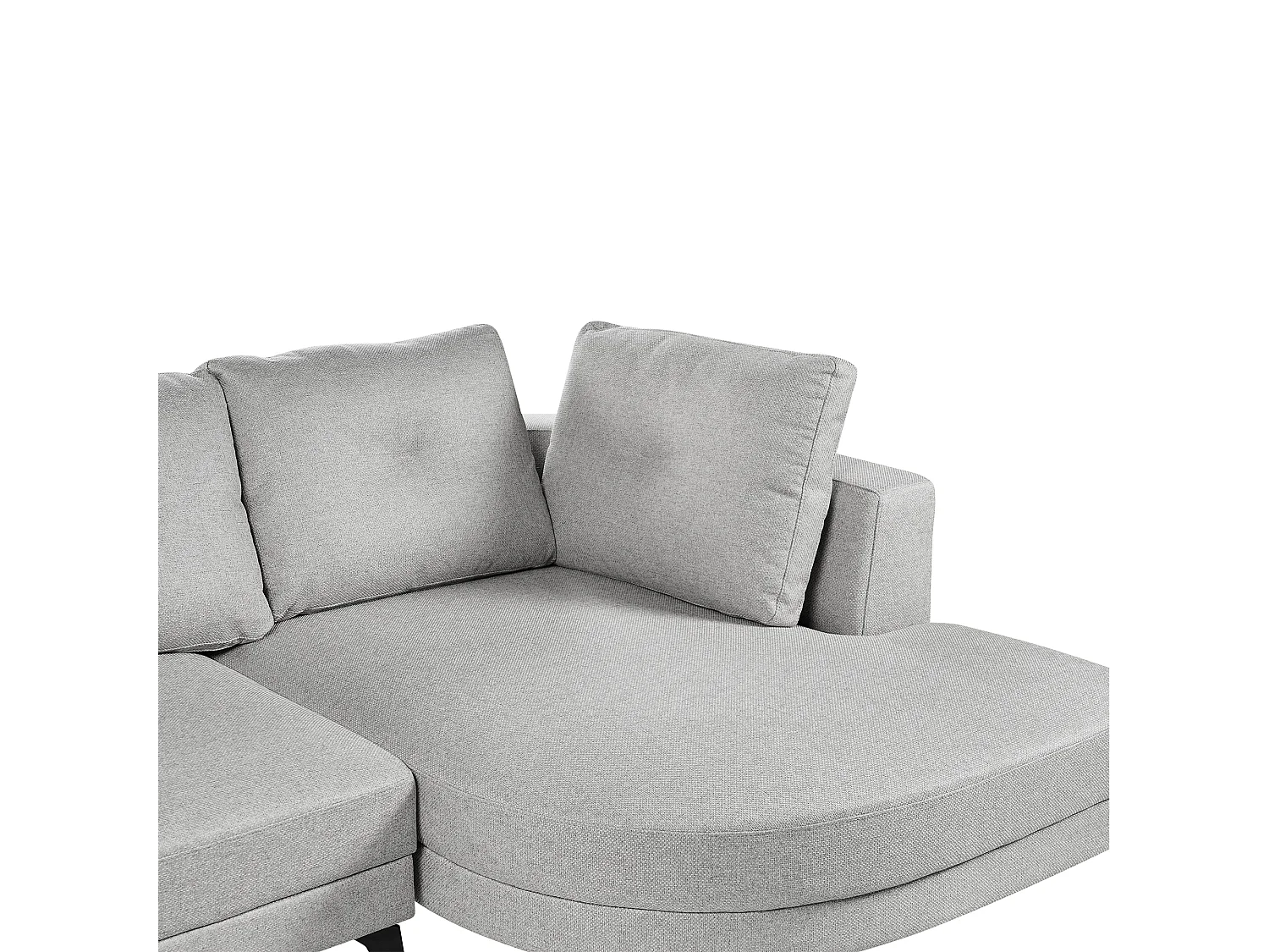 Canapé d'Angle Gauche Moderne Revêtement Lin Synthétique Hydrofuge Pieds en Fer Noir avec Coussins Gris Marum