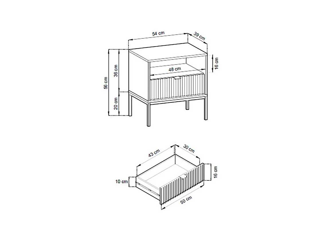 NACHTKONSOLE Nova grau 54 / 39 / 56cm