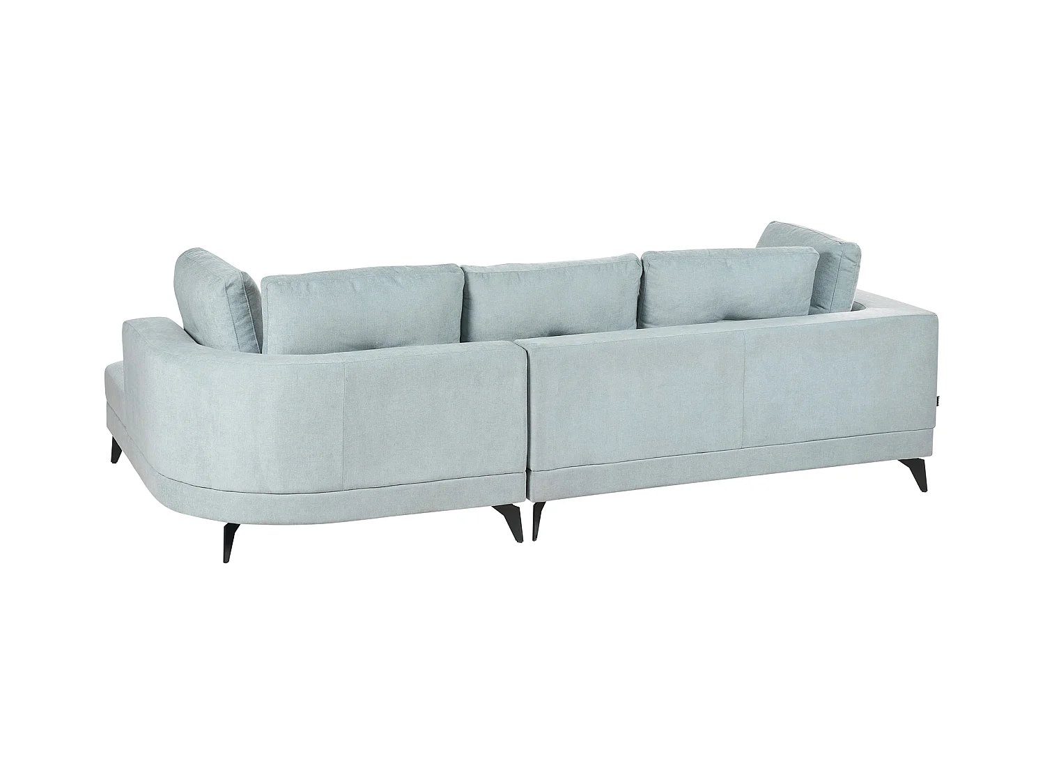 Canapé d'Angle droite Moderne Revêtement Tissu Chenille Pieds en Fer Noirs avec Coussins Bleu Clair Marum