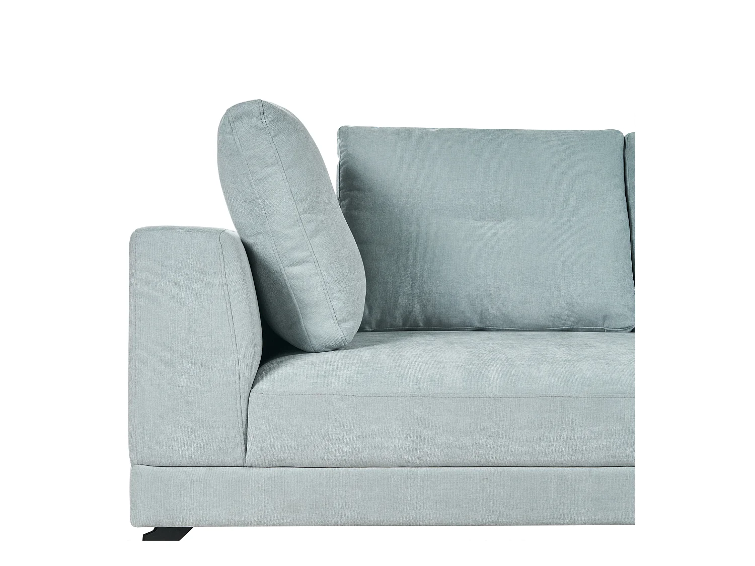 Canapé d'Angle droite Moderne Revêtement Tissu Chenille Pieds en Fer Noirs avec Coussins Bleu Clair Marum