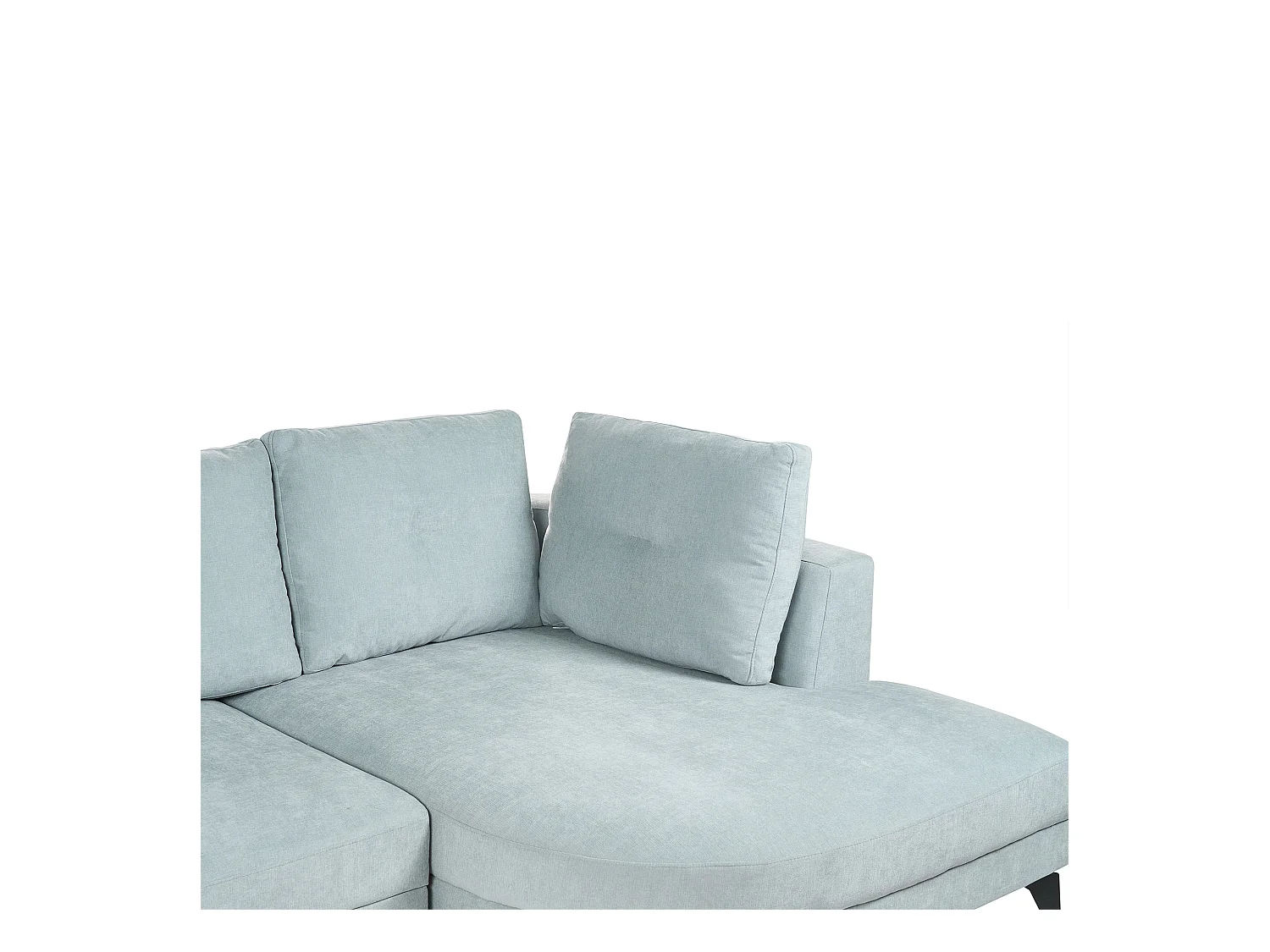 Canapé d'Angle droite Moderne Revêtement Tissu Chenille Pieds en Fer Noirs avec Coussins Bleu Clair Marum