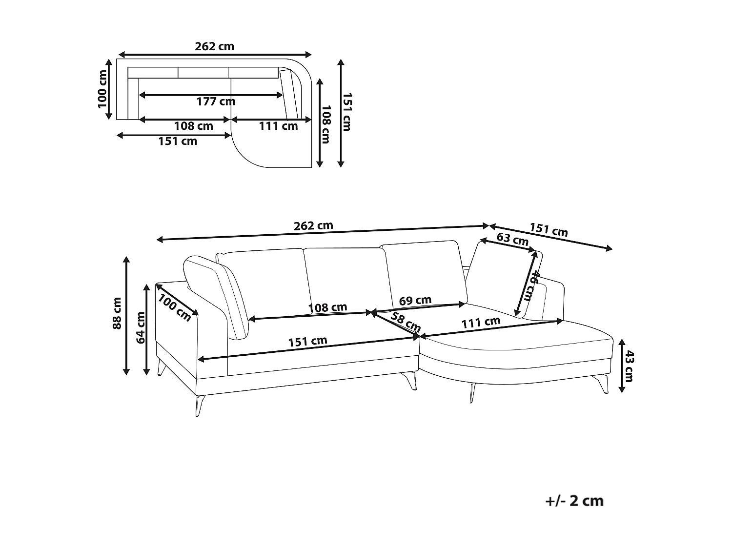 Canapé d'Angle droite Moderne Revêtement Tissu Chenille Pieds en Fer Noirs avec Coussins Bleu Clair Marum