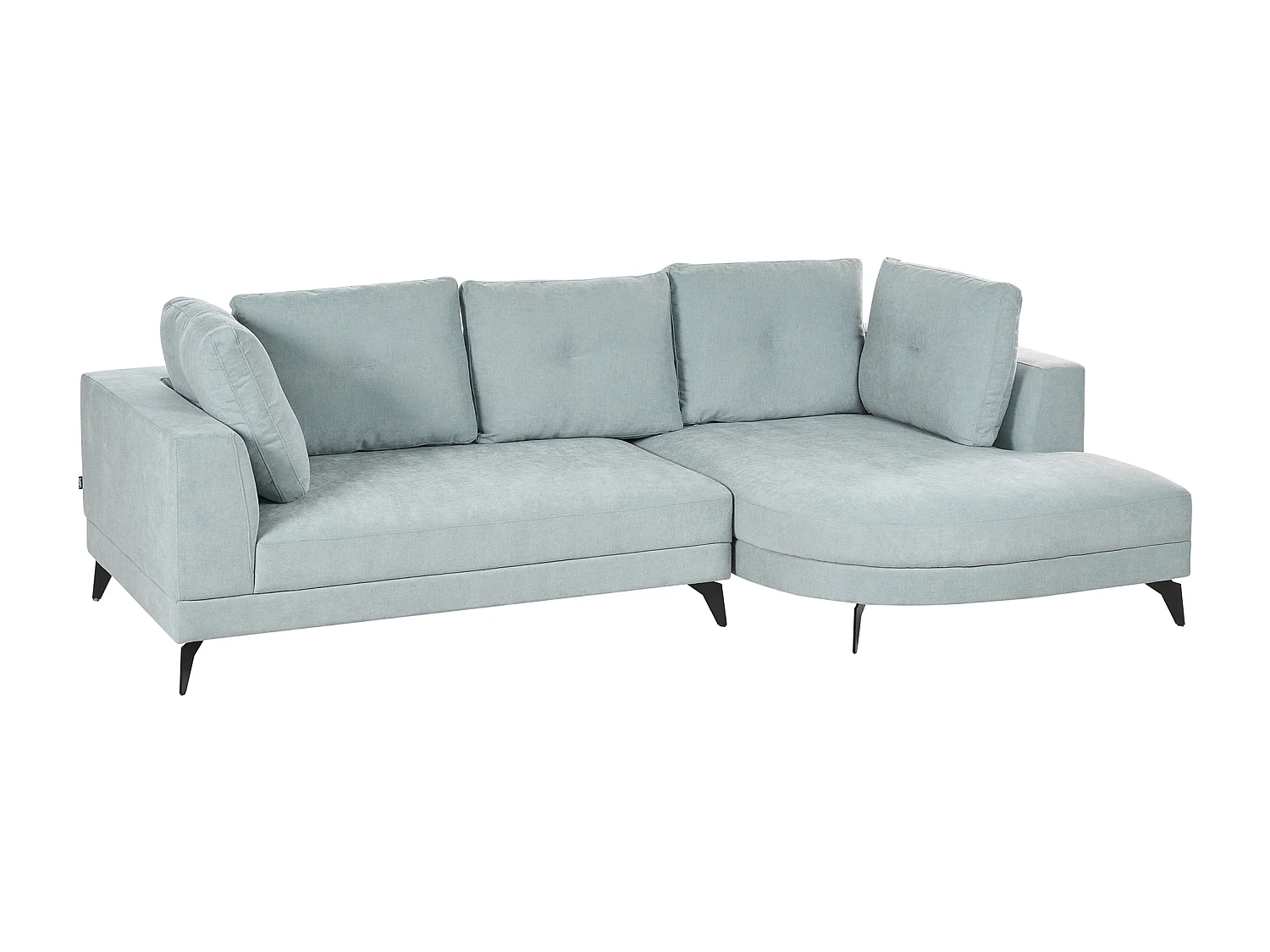 Canapé d'Angle droite Moderne Revêtement Tissu Chenille Pieds en Fer Noirs avec Coussins Bleu Clair Marum