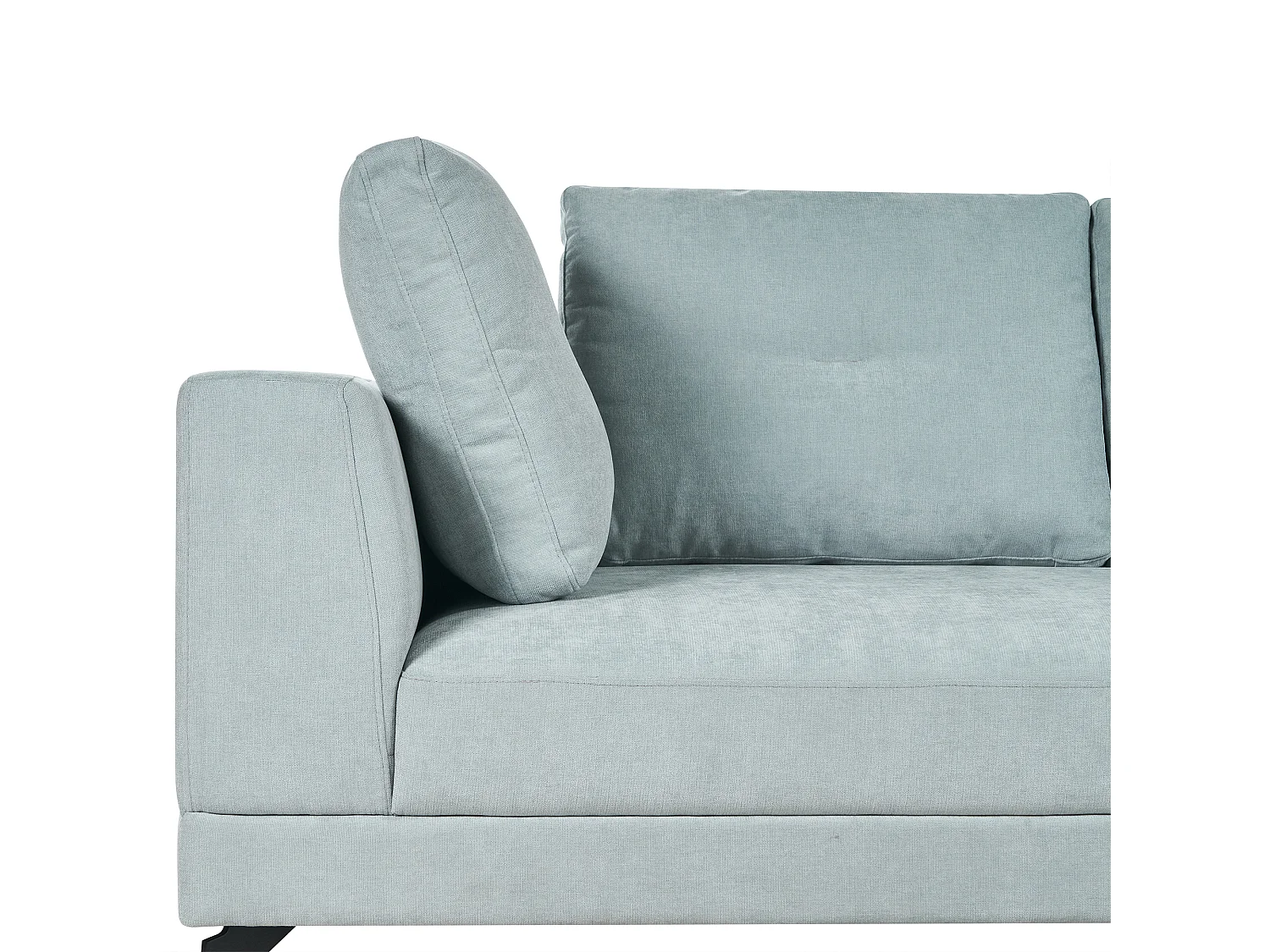 Canapé d'Angle droite Moderne Revêtement Tissu Chenille Pieds en Fer Noirs avec Coussins Bleu Clair Marum