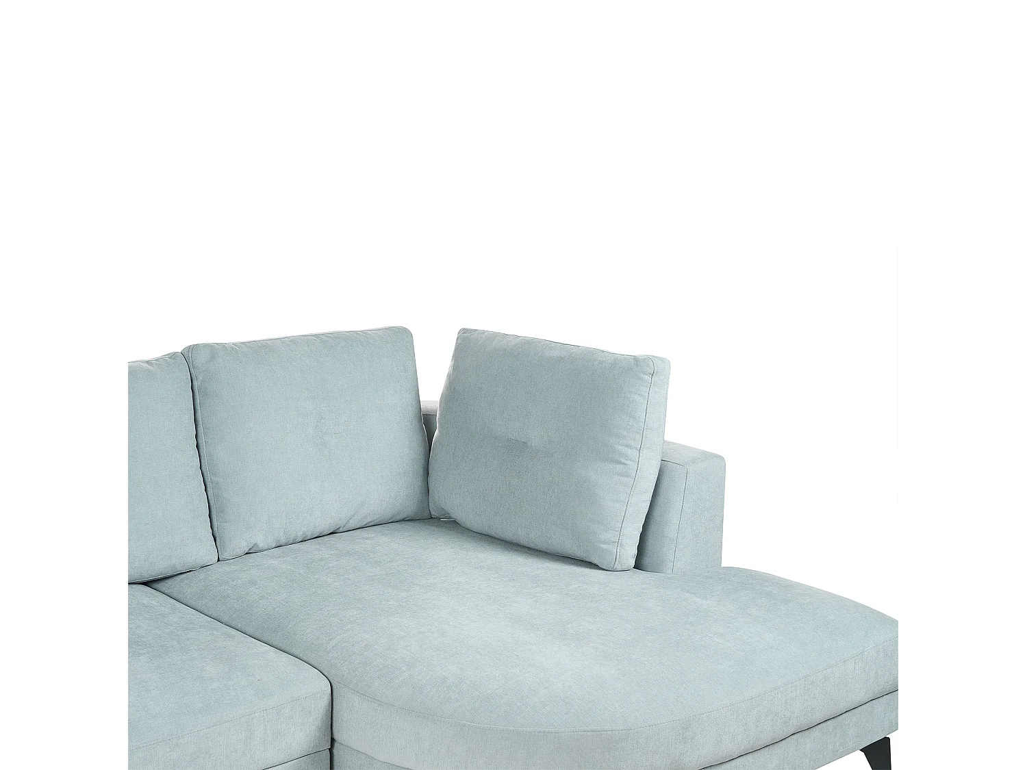 Canapé d'Angle droite Moderne Revêtement Tissu Chenille Pieds en Fer Noirs avec Coussins Bleu Clair Marum