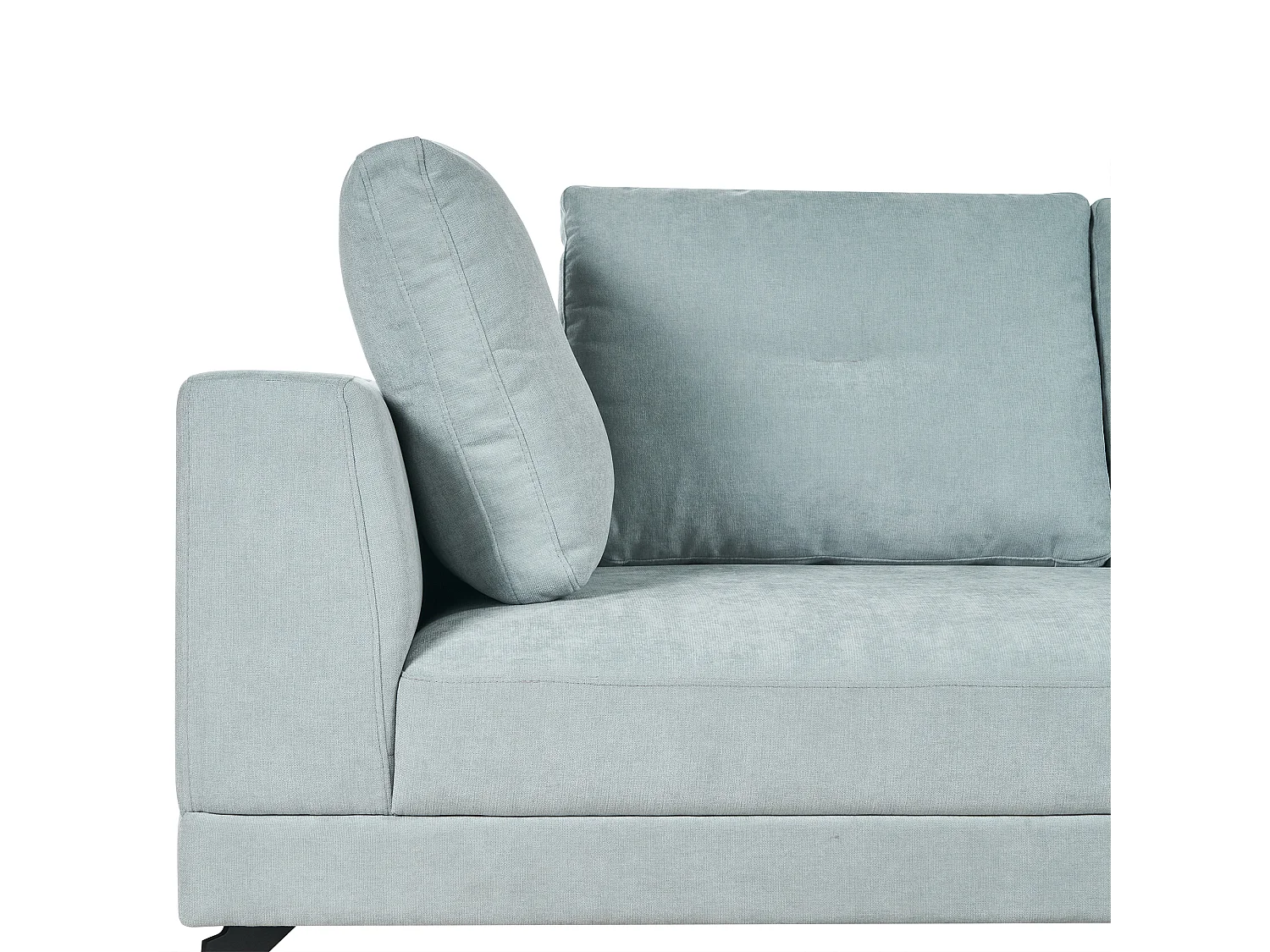 Canapé d'Angle Gauche Moderne Revêtement Tissu Chenille Pieds en Fer Noirs avec Coussins Bleu Clair Marum