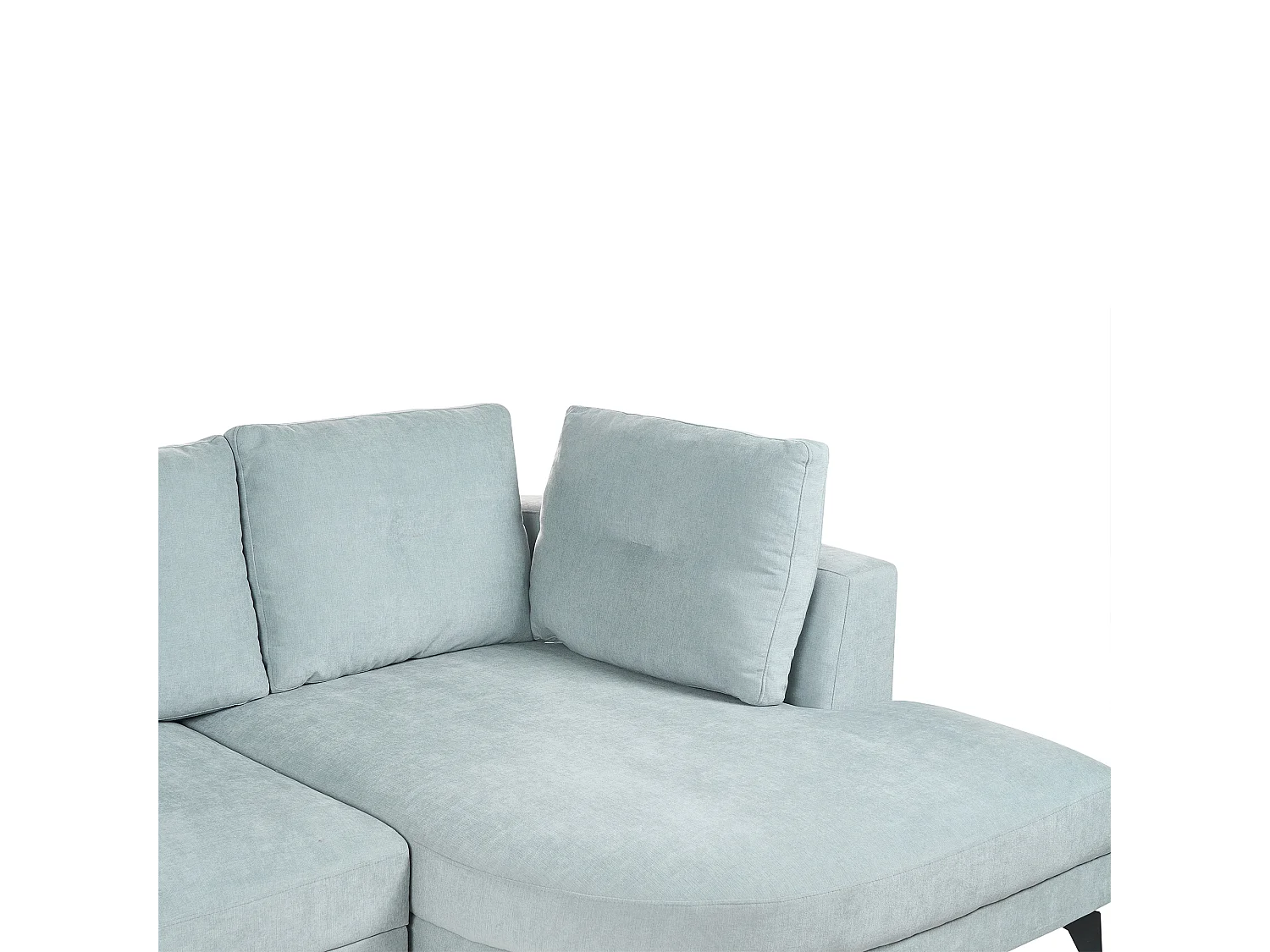 Canapé d'Angle Gauche Moderne Revêtement Tissu Chenille Pieds en Fer Noirs avec Coussins Bleu Clair Marum