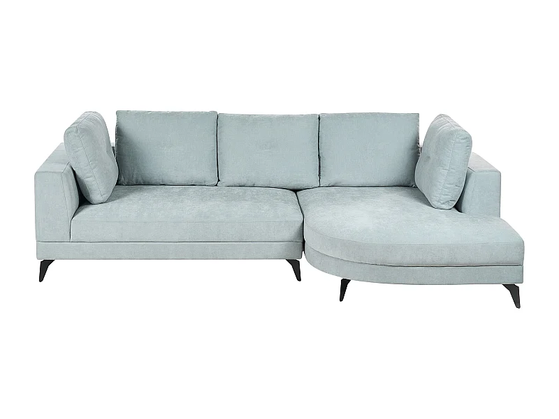 Canapé d'Angle droite Moderne Revêtement Tissu Chenille Pieds en Fer Noirs avec Coussins Bleu Clair Marum