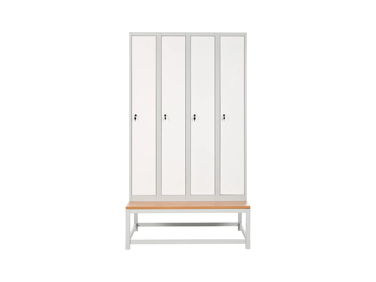 Casier vestiaire à 4 portes avec banc ATHLETE Métal Gris/blanc