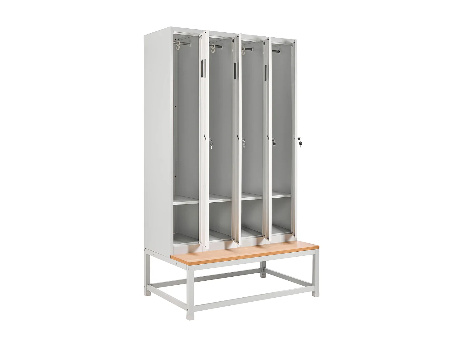 Casier vestiaire à 4 portes avec banc ATHLETE Métal Gris/blanc