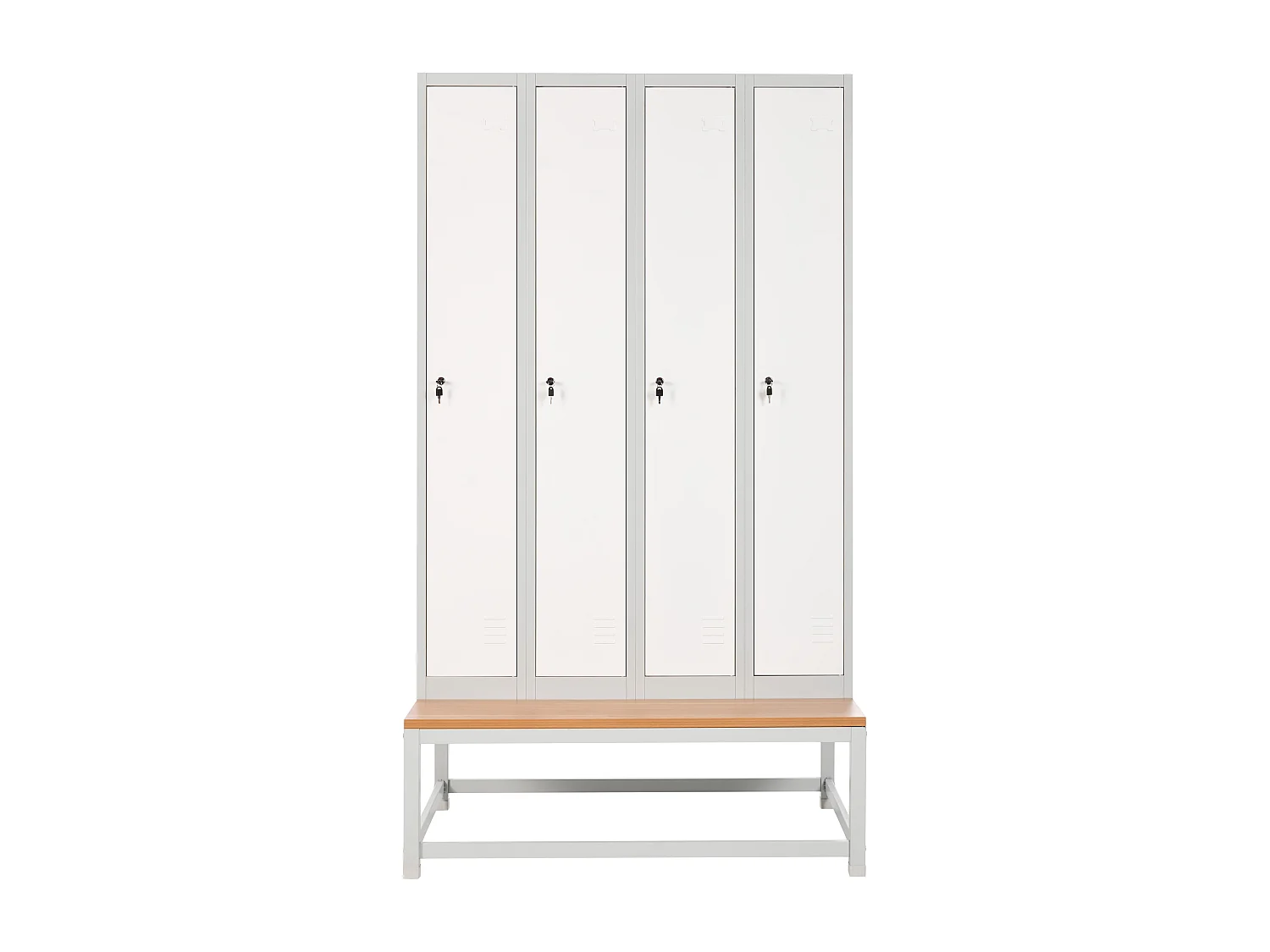 Casier vestiaire à 4 portes avec banc ATHLETE Métal Gris/blanc