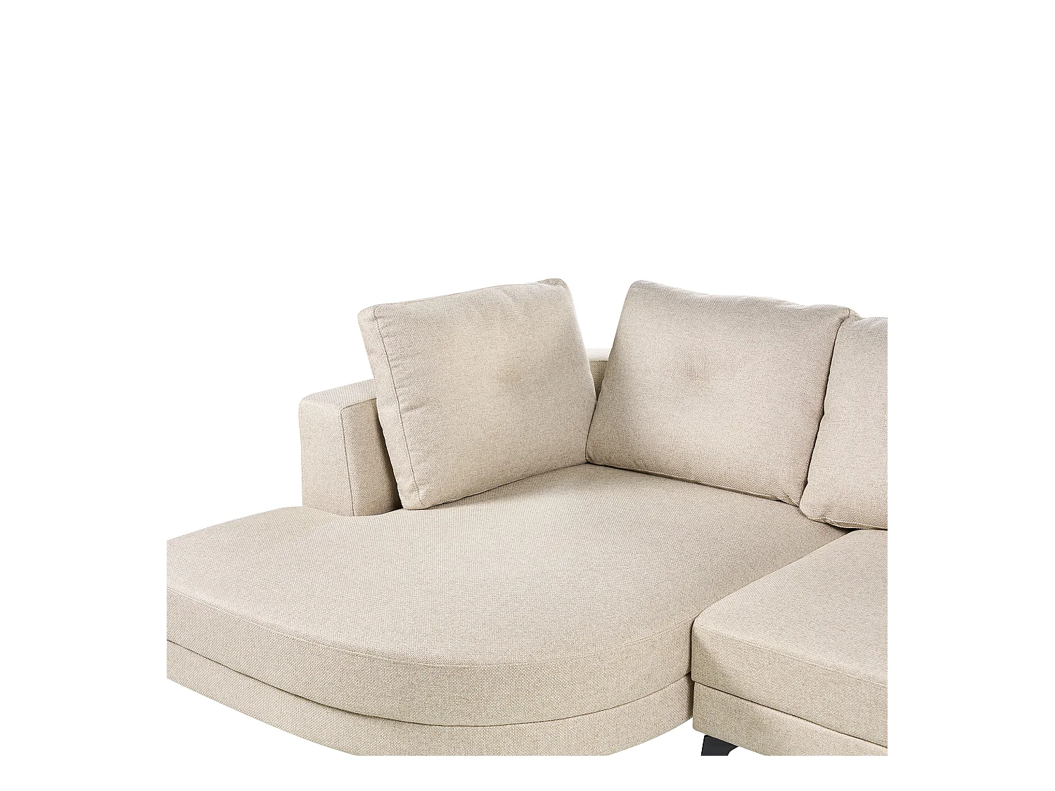 Canapé d'Angle Droit Moderne Revêtement Lin Synthétique Hydrofuge Pieds en Fer Noir avec Coussins Beige Clair Marum