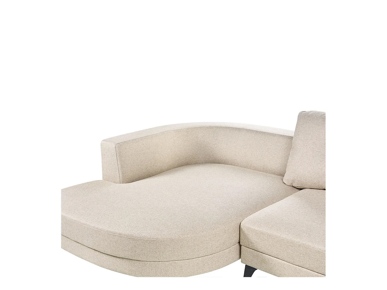 Canapé d'Angle Droit Moderne Revêtement Lin Synthétique Hydrofuge Pieds en Fer Noir avec Coussins Beige Clair Marum