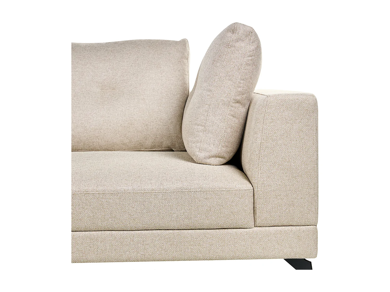 Canapé d'Angle Droit Moderne Revêtement Lin Synthétique Hydrofuge Pieds en Fer Noir avec Coussins Beige Clair Marum